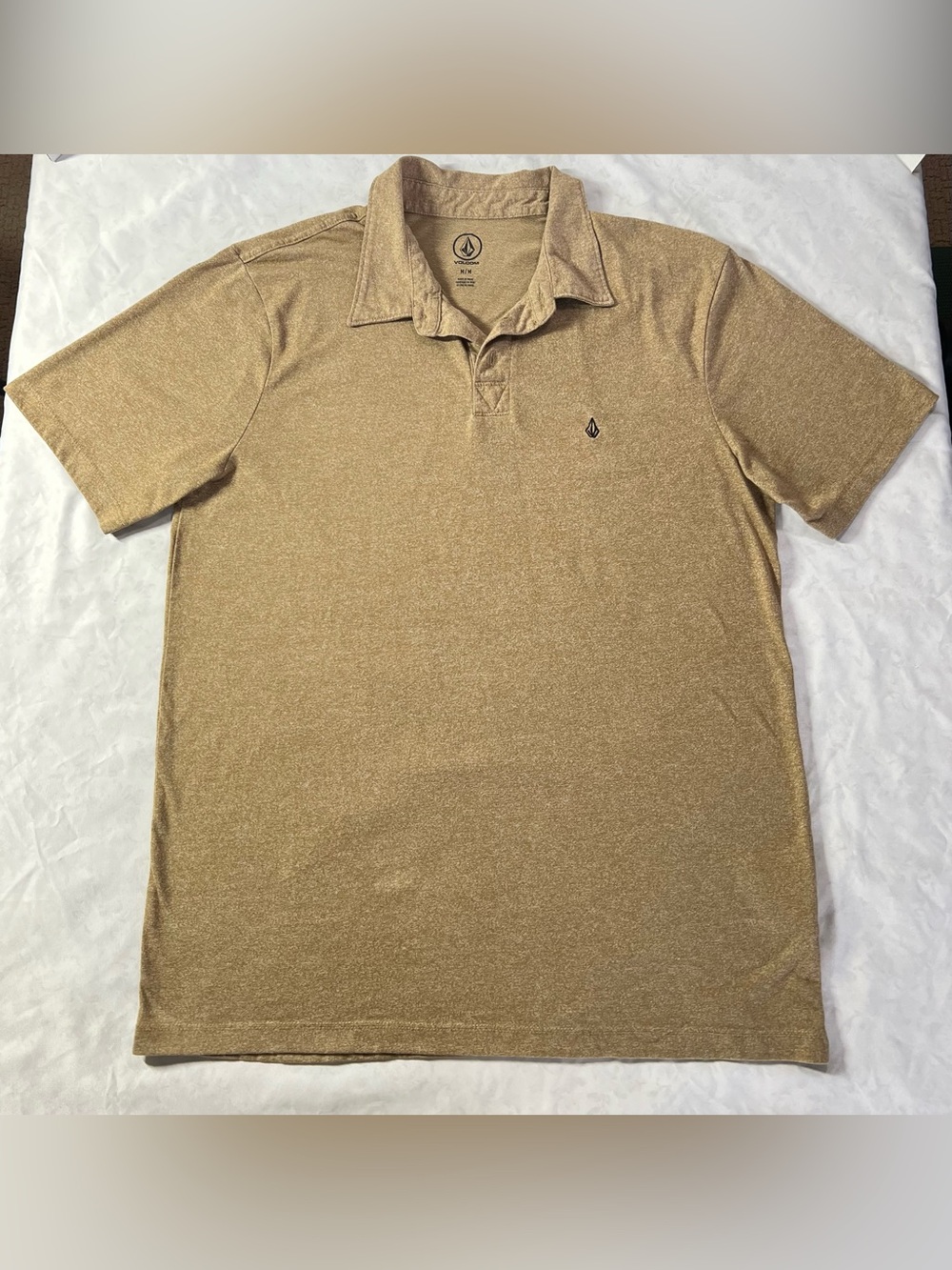 Volcom Men’s Khaki Collared Short Sleeve  Polo Shirt, Size Medium